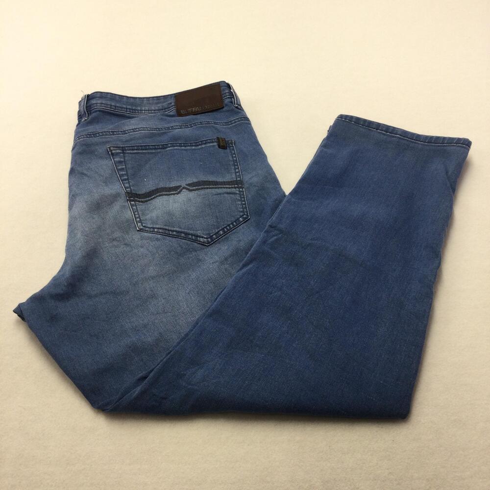 Buffalo David Bitton AXEL Jeans Mens 40x30 Blue Wash Slim Straight Stretch